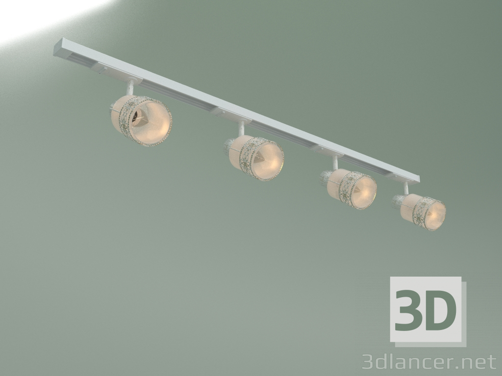 modello 3D Lampada da binario 20075-4 (bianco con oro) - anteprima