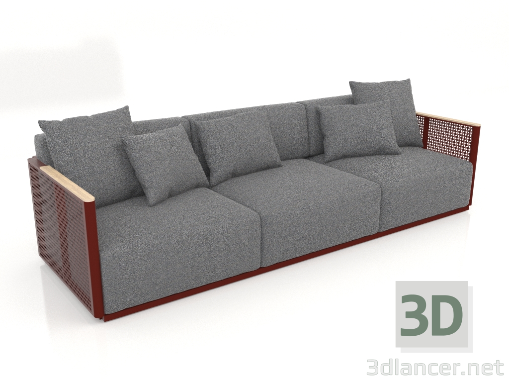 3d model Sofá 3 plazas (Rojo vino) - vista previa