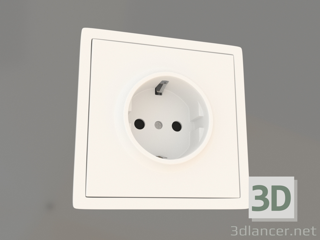 modèle 3D Prise de terre et obturateur Schuko (16A, 250V, à visser, blanc mat, DA22033) R98 - preview