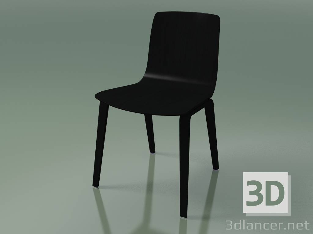 3d model Silla 3910 (4 patas de madera, abedul negro) - vista previa