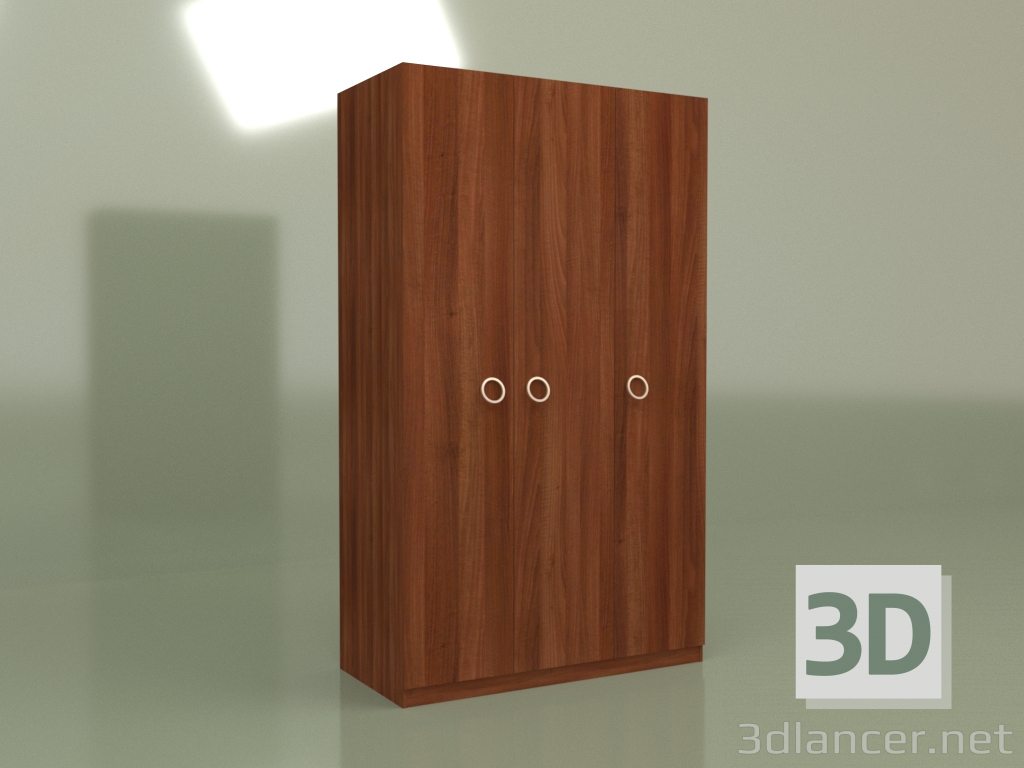 3D Modell Kleiderschrank 3-türig DN 130 (Walnuss) - Vorschau