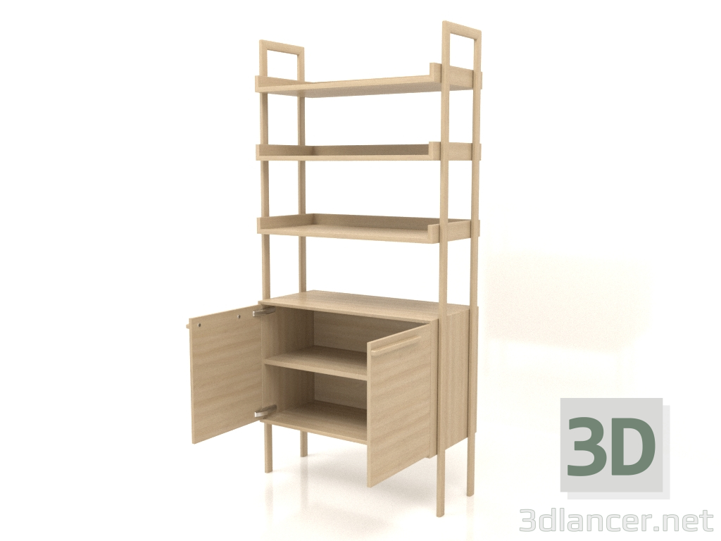 3d модель Стеллаж ST 03 (открытый) (900х400х1900, wood white) – превью