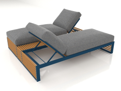 Double bed for relaxation with an aluminum frame made of artificial wood (Grey blue)