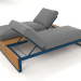 Modelo 3d Cama de casal para relaxamento com moldura de alumínio em madeira artificial (azul cinza) - preview