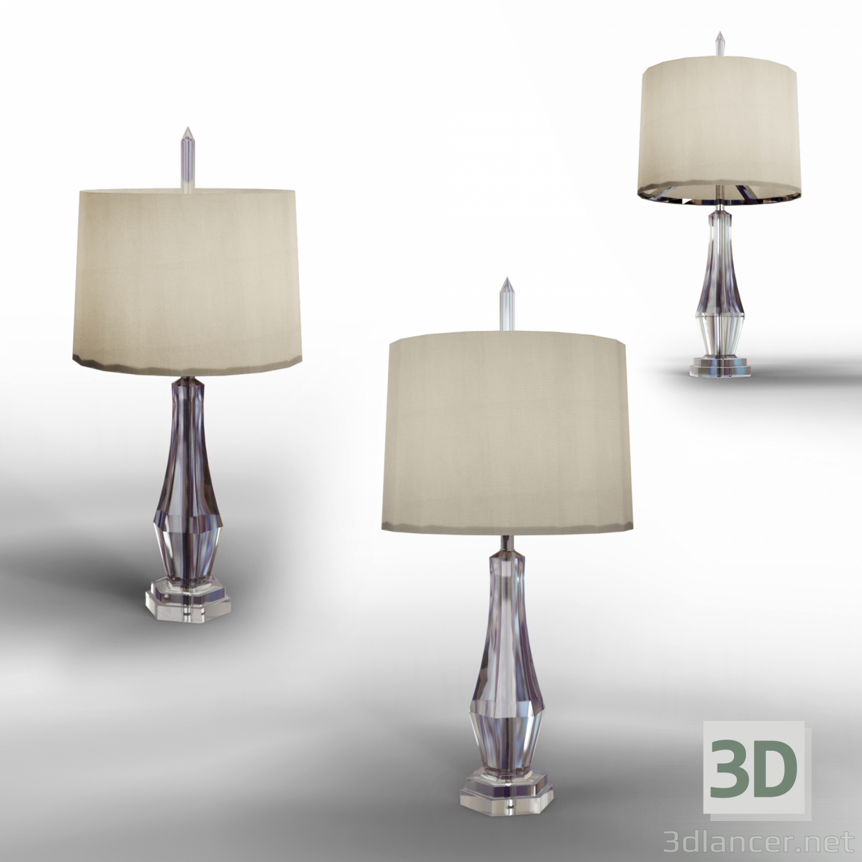 Facettierte Kristall Tischlampe 3D-Modell kaufen - Rendern