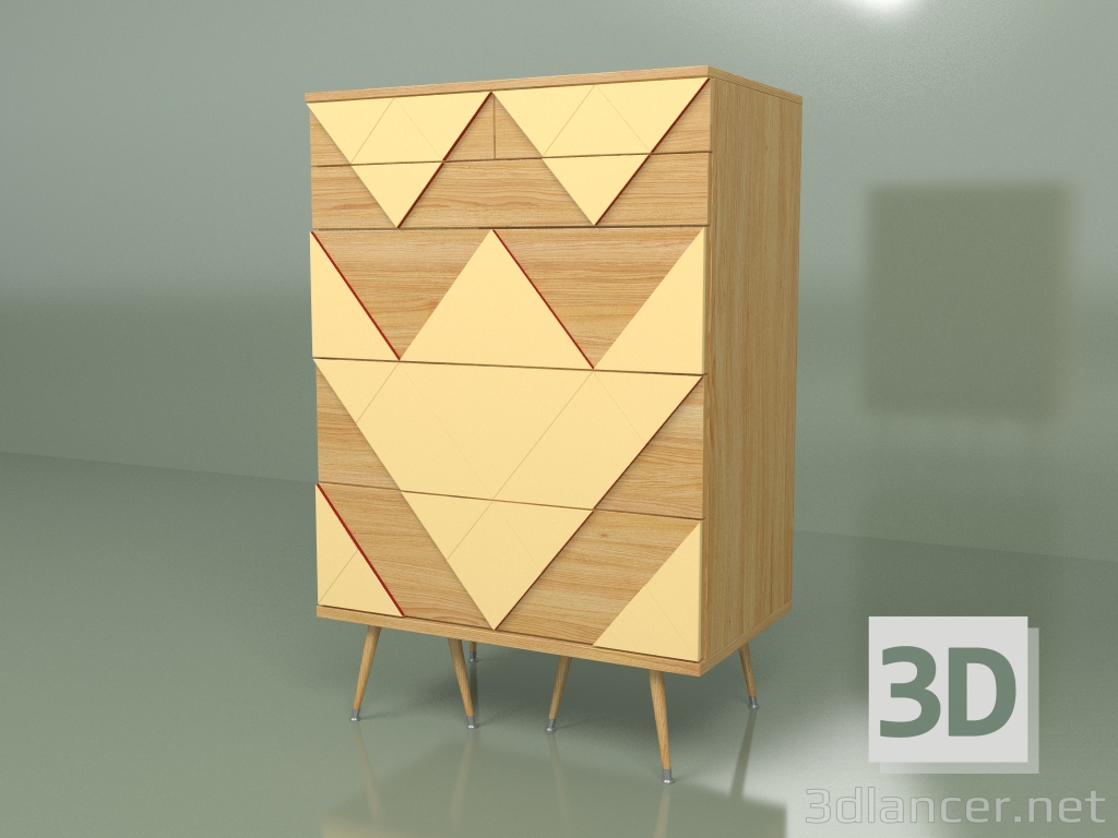 3d model Chest of drawers Big Woo (yellow ocher, light veneer) - preview