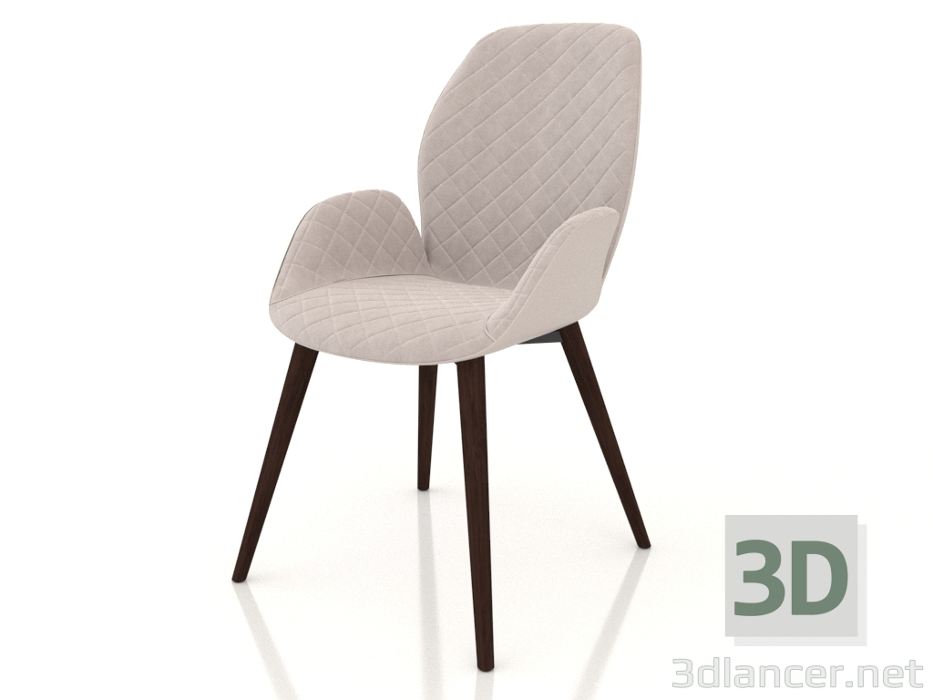 modello 3D Sedia Bern (beige-noce) - anteprima