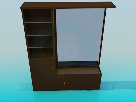 modèle 3D Miroir avec piédestal et grilles - preview