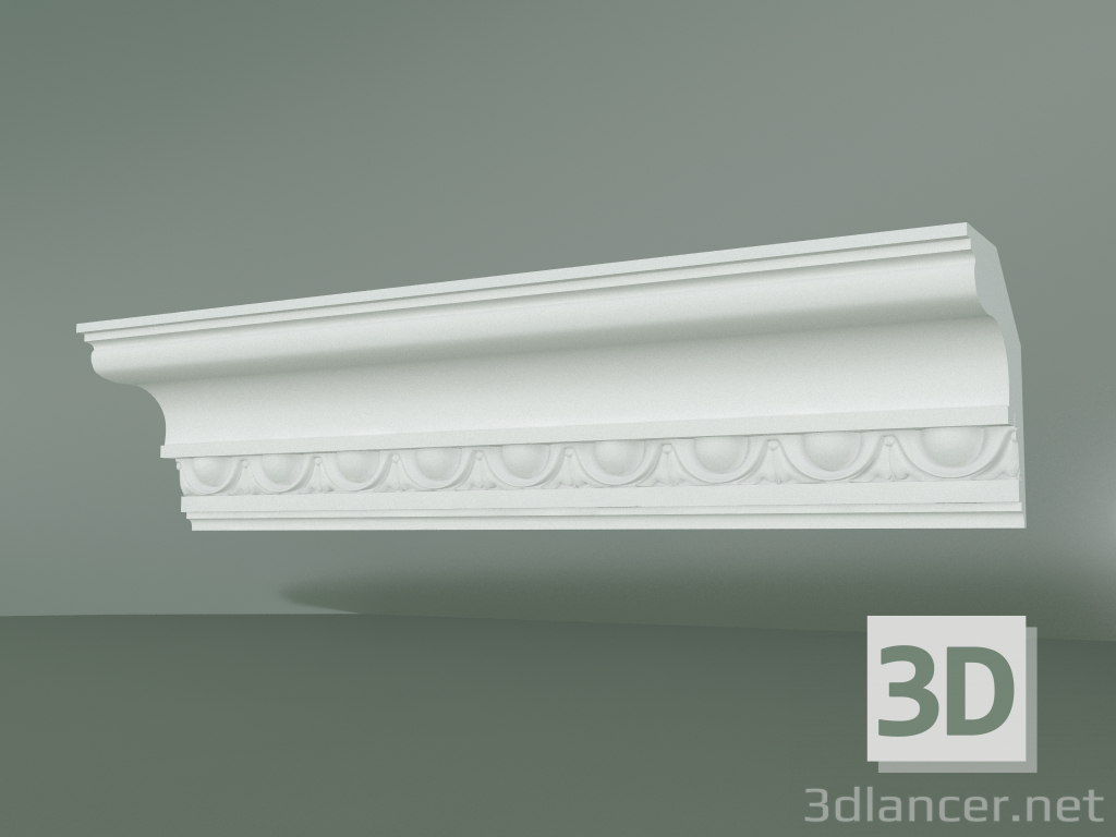 Modelo 3d Cornija de gesso com ornamento KV521 - preview