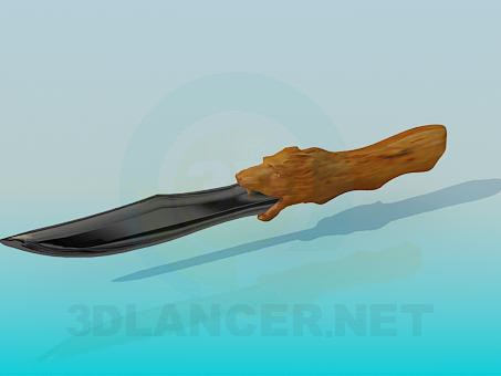 3d model Un cuchillo con mango de madera - vista previa