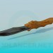 3d model Un cuchillo con mango de madera - vista previa