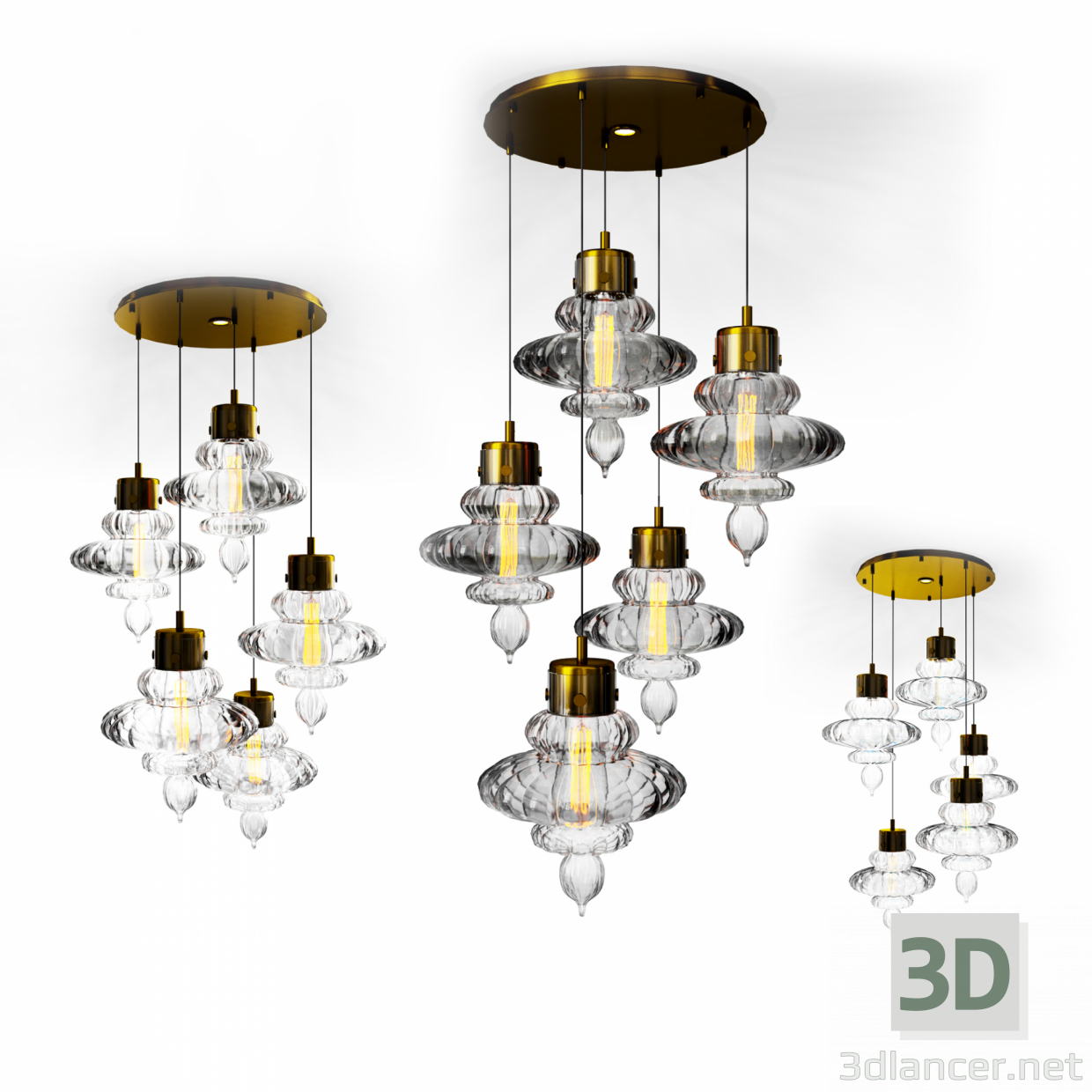 3d BASILICA ROUND 5 LIGHT ANTIQUE BRASS model buy - render