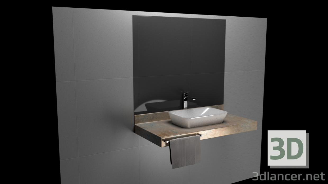 modello 3D di KIT CUCINA DA BAGNO 01 comprare - rendering