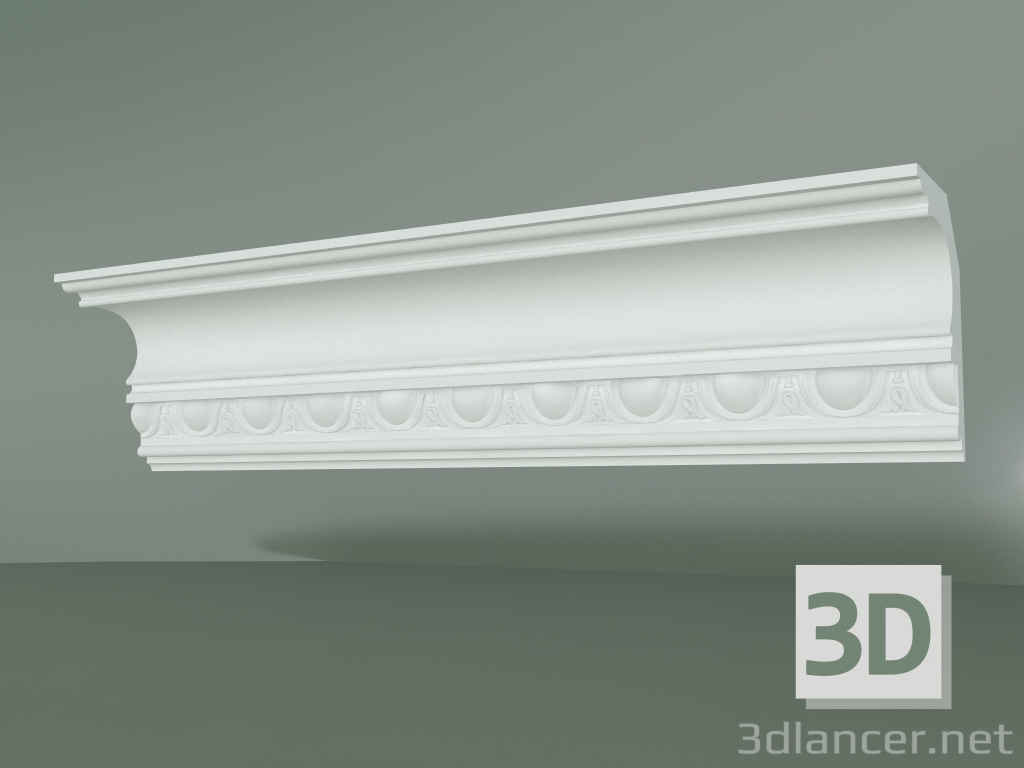 modello 3D Cornicione in gesso con ornamento KV522 - anteprima