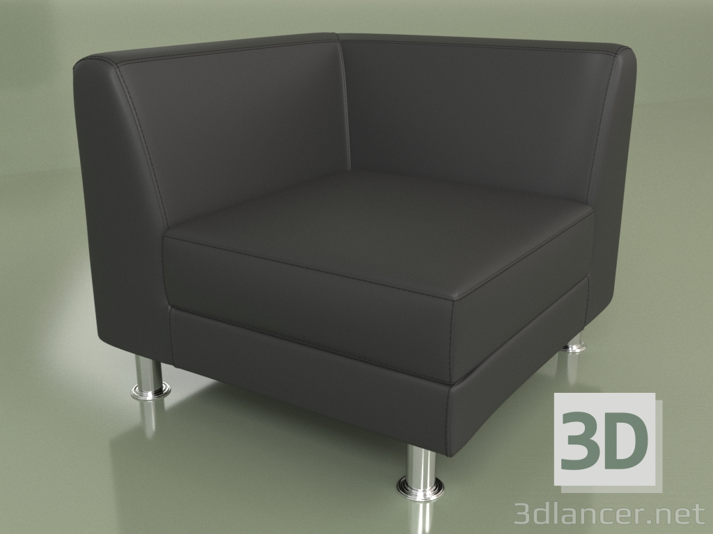 modello 3D Sezione angolare Evolution (pelle nera) - anteprima