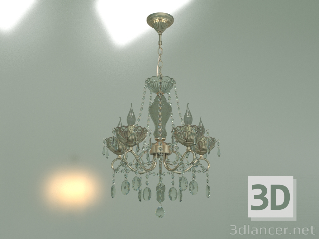 modello 3D Lampadario a sospensione 10103-5 (bronzo antico-cristallo trasparente) - anteprima