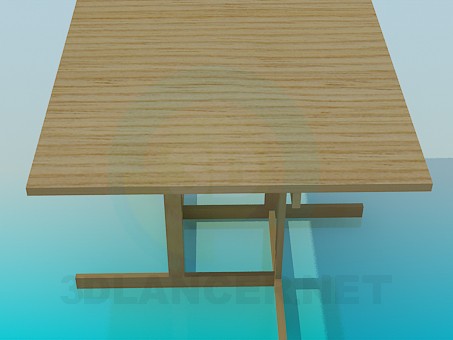 modèle 3D Table à manger en bois - preview