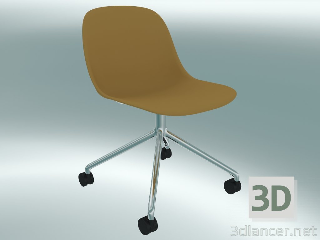 3d model Silla giratoria Fibra sobre 4 ruedas (Ocre, Chrome) - vista previa