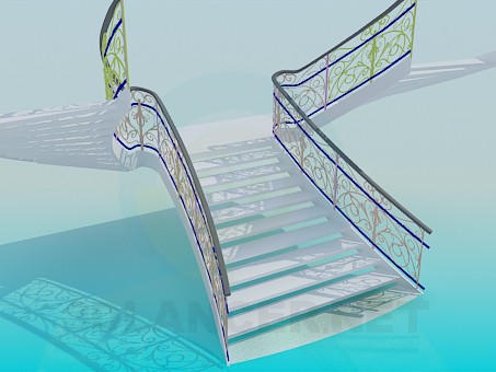 3d model Staircase with forged handrail - preview