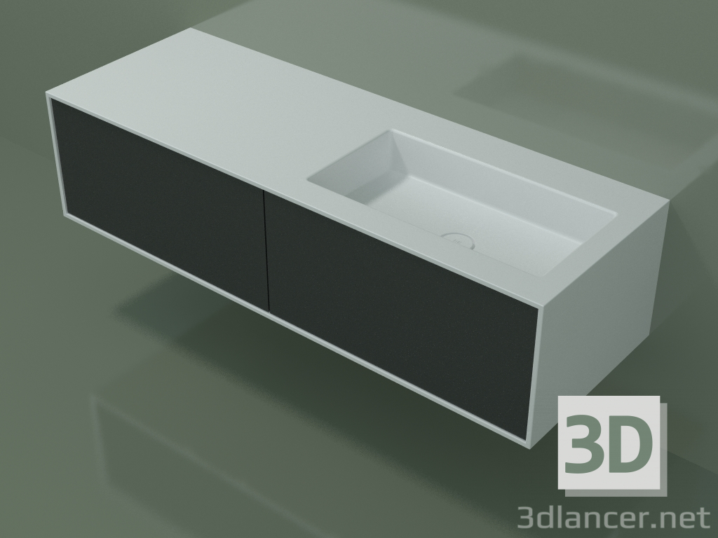 3d model Washbasin with drawers (06UC824D1, Deep Nocturne C38, L 144, P 50, H 36 cm) - preview