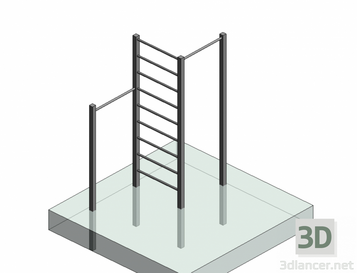 Modelo 3d Barra horizontal_ parede sueca - preview