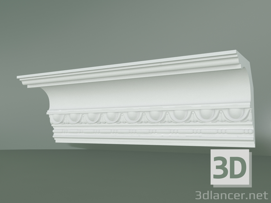 modello 3D Cornicione in gesso con ornamento KV523 - anteprima