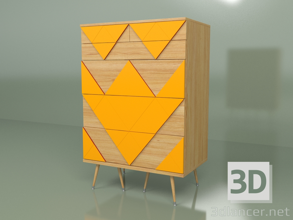 Modelo 3d Cômoda Big Woo (laranja, verniz claro) - preview