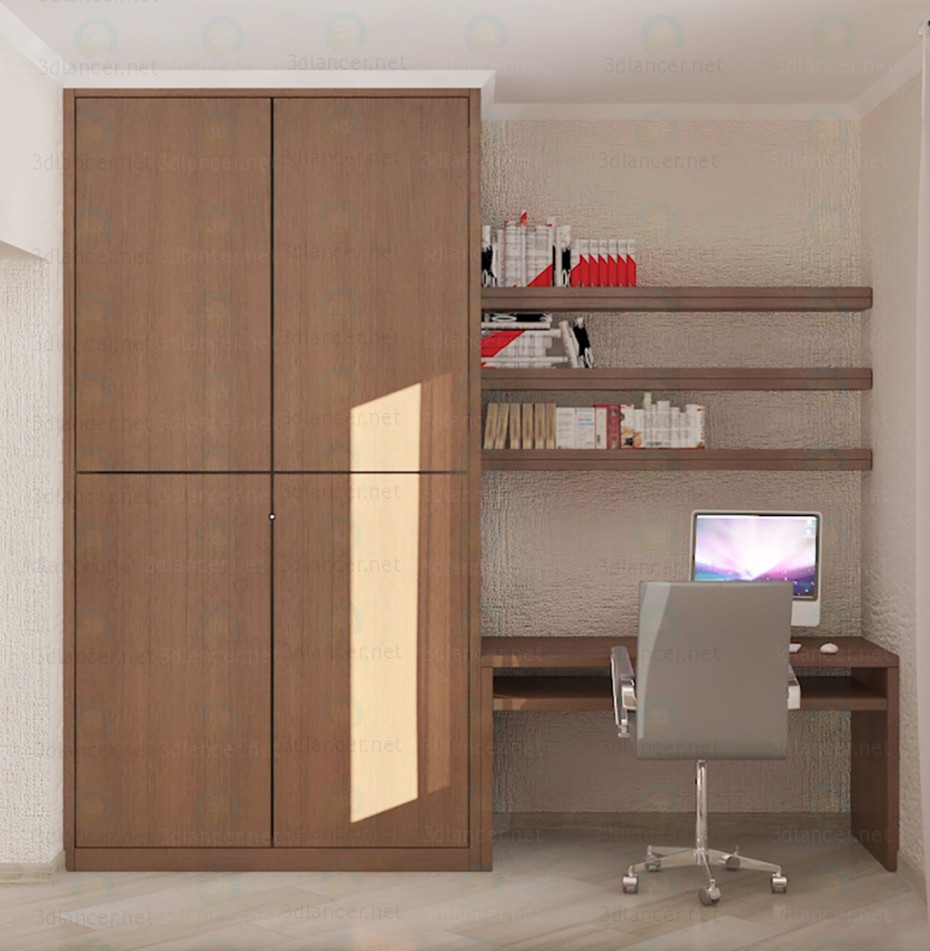 3d model Built-in wall unit for small bedrooms - preview