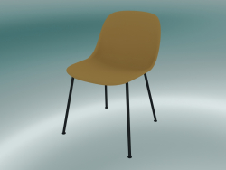 Silla de fibra con base de tubo (ocre, negro)