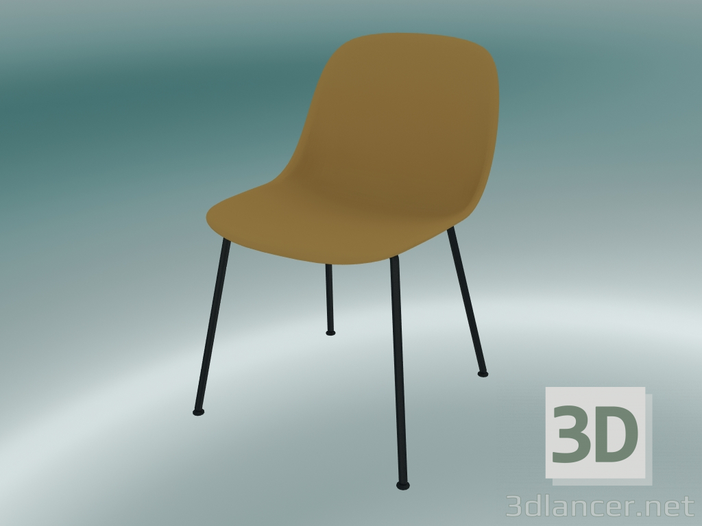 3d model Silla de fibra con base de tubo (ocre, negro) - vista previa