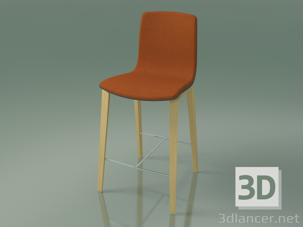 3D Modell Barhocker 3994 (4 Holzbeine, Polypropylen, mit Frontverkleidung, natürliche Birke) - Vorschau