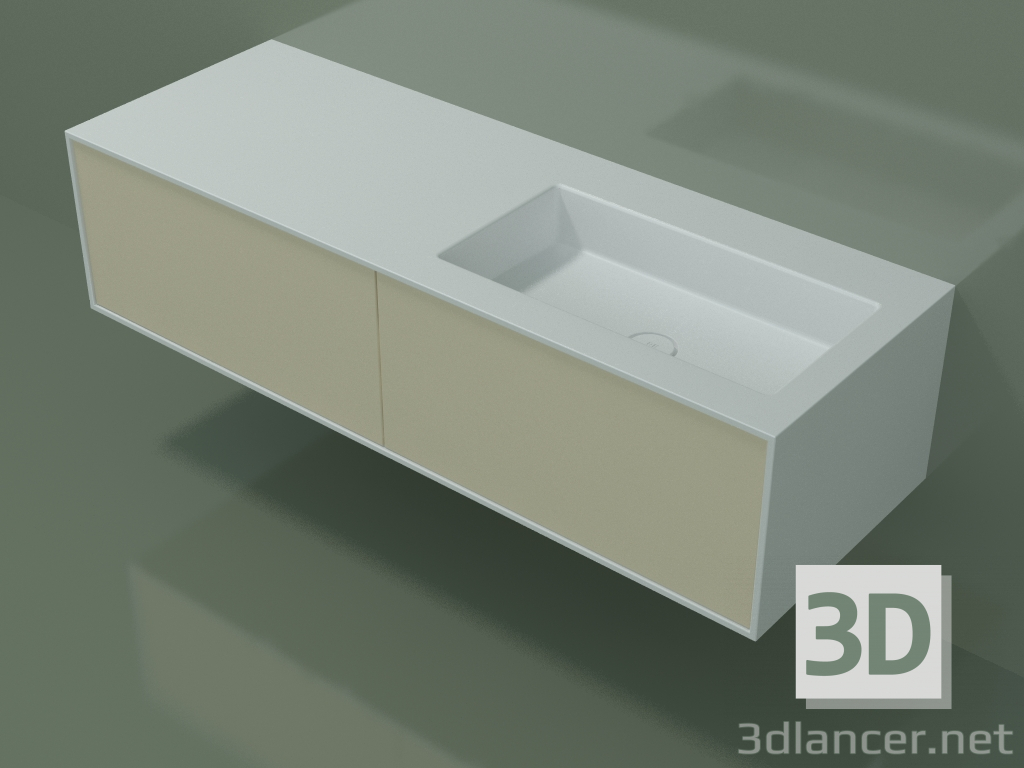 3d model Washbasin with drawers (06UC824D1, Bone C39, L 144, P 50, H 36 cm) - preview