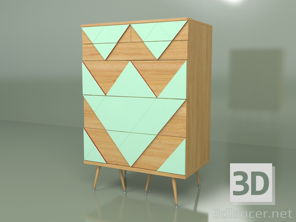 3d model Chest of drawers Big Woo (sea wave, light veneer) - preview