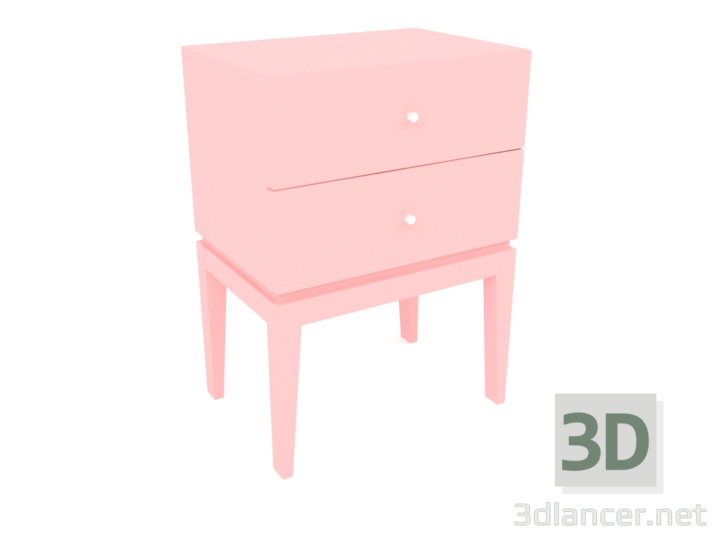 3d model One Static bedside table with two drawers (option 4) - preview