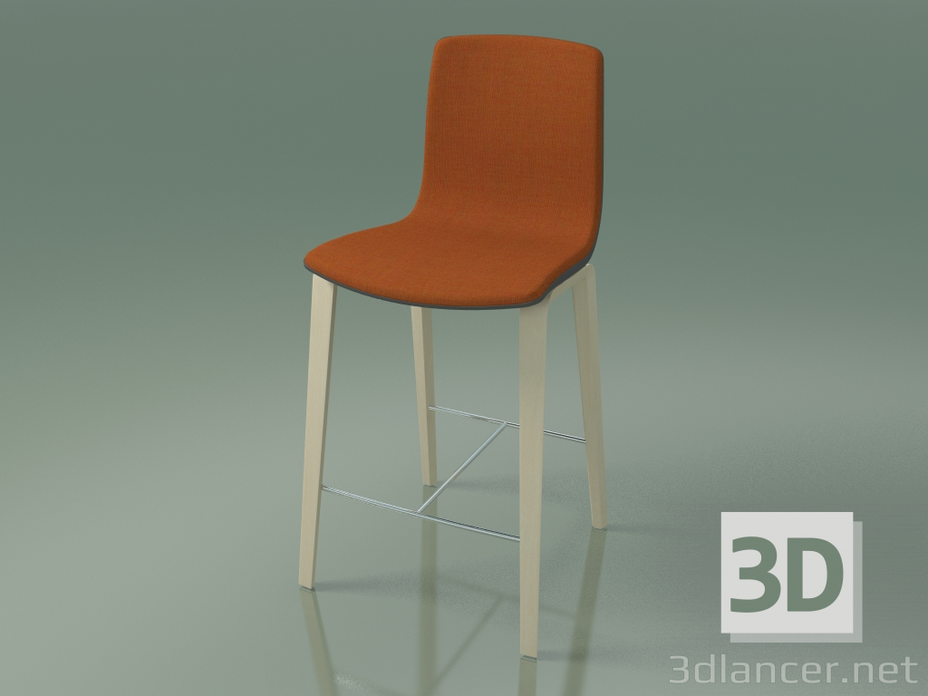 3d model Taburete de bar 3994 (4 patas de madera, polipropileno, con moldura frontal, abedul blanco) - vista previa