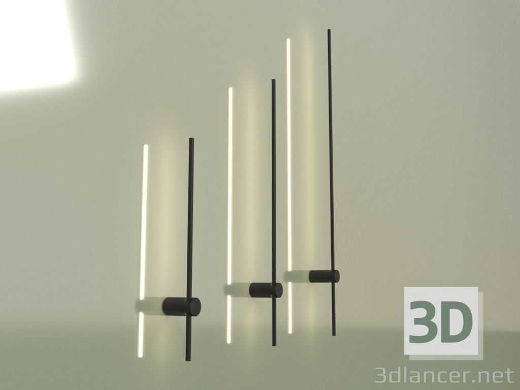 modello 3D Lampada da parete LINEA 7W 3000K BK 13001 - anteprima