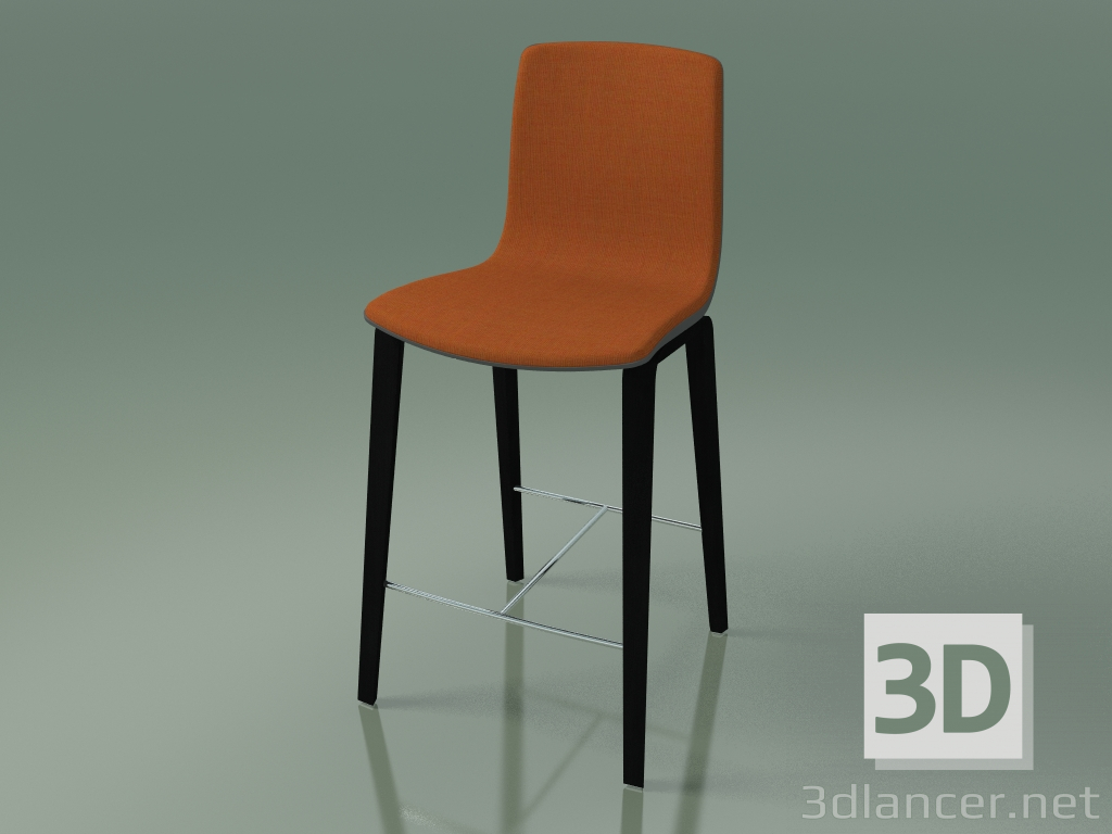 3D Modell Barstuhl 3994 (4 Holzbeine, Polypropylen, mit Frontverkleidung, schwarze Birke) - Vorschau