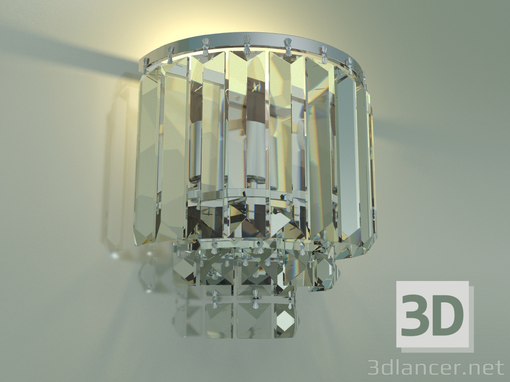 modello 3D Lampada da parete Torreta 10105-2 (cromo-cristallo) - anteprima