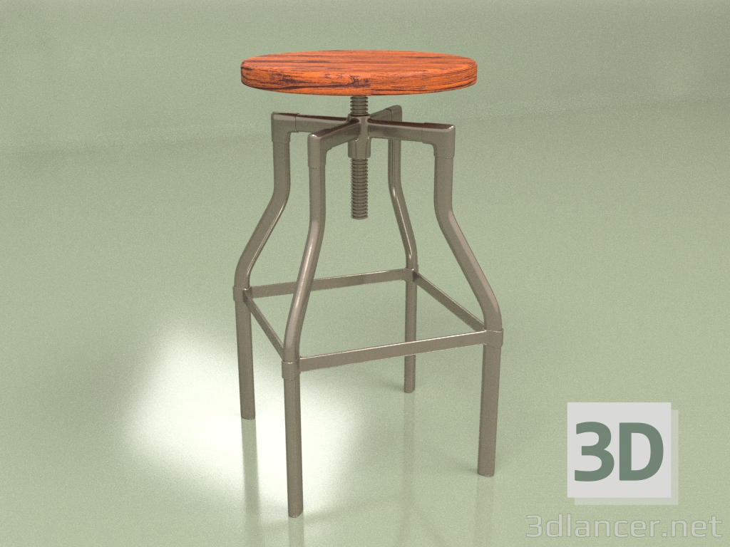 3d model Taburete de bar Maquinista (fresno macizo, bronce cañón) - vista previa