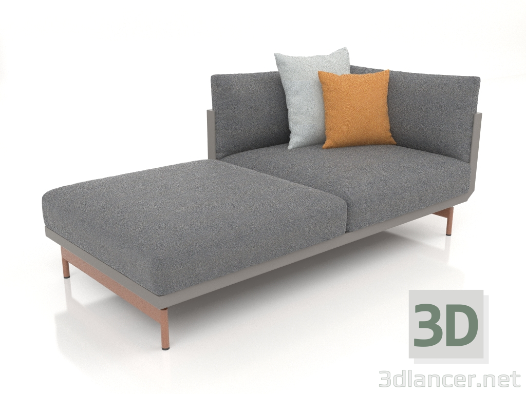 3d model Módulo sofá sección 2 izquierda (Gris cuarzo) - vista previa