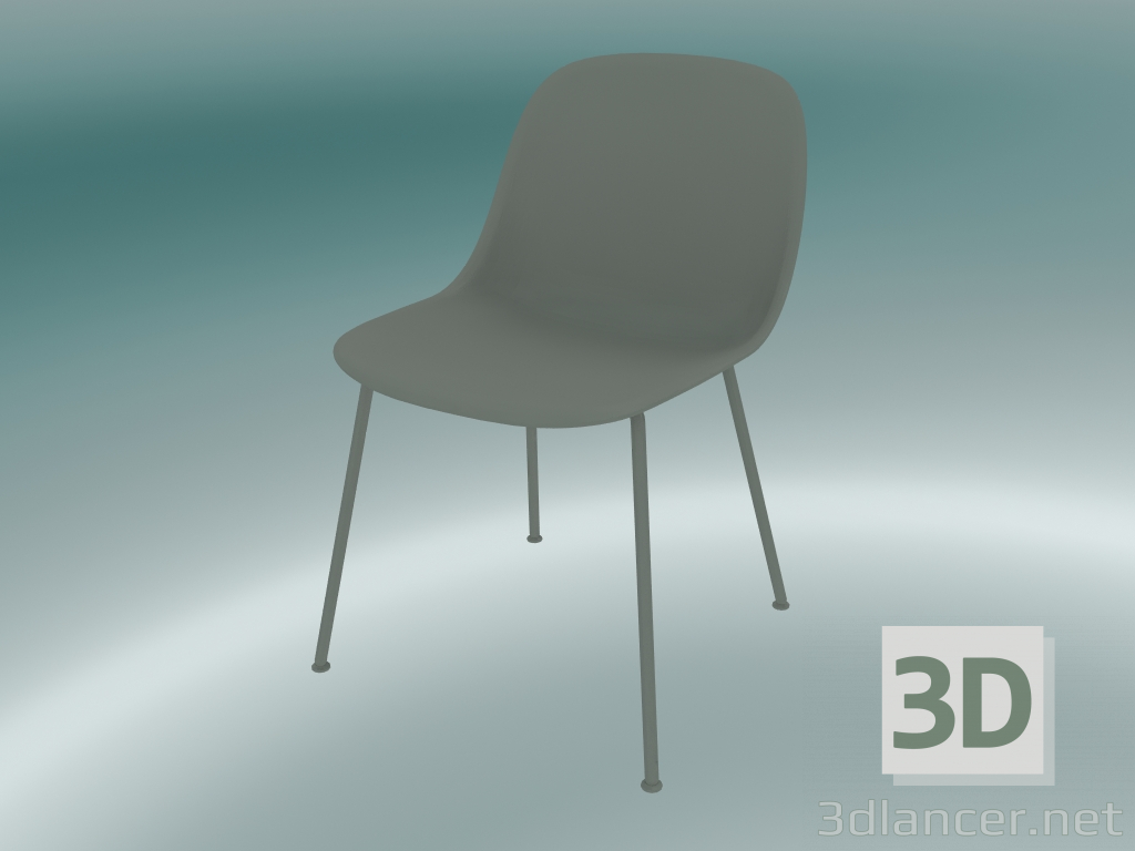 3d model Silla de fibra con base de tubo (gris) - vista previa