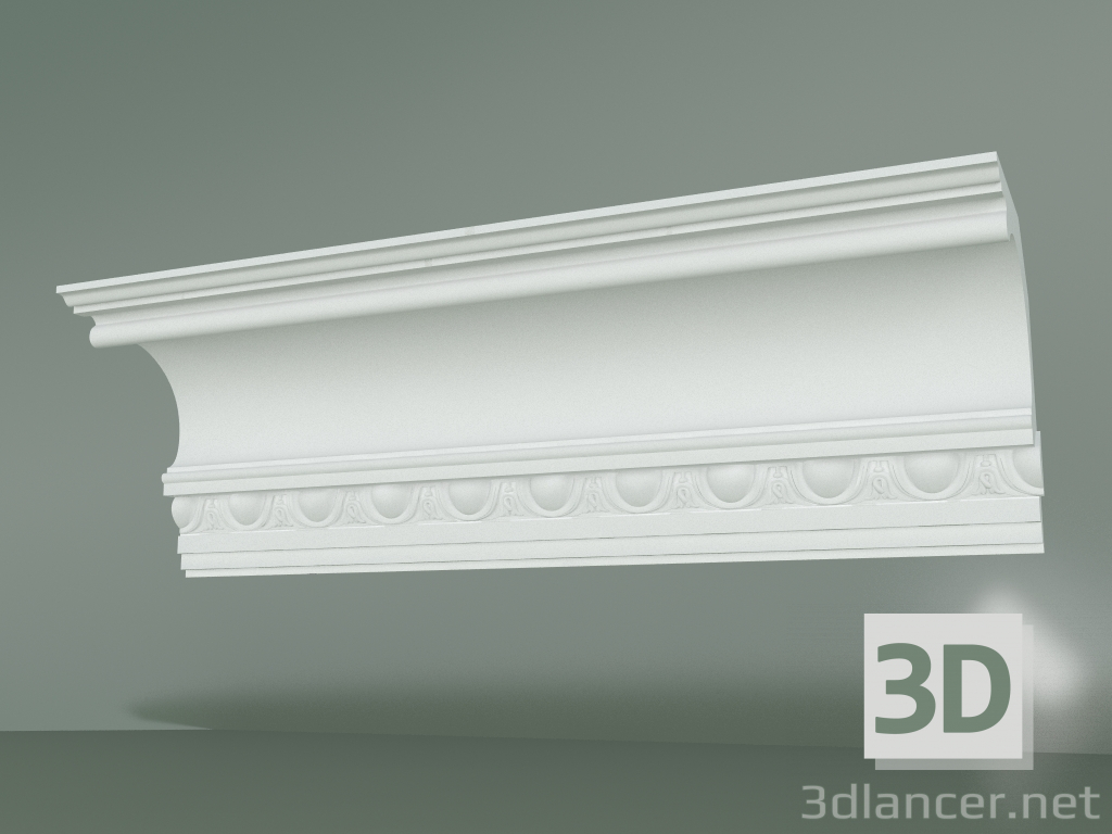 Modelo 3d Cornija de gesso com ornamento KV527 - preview