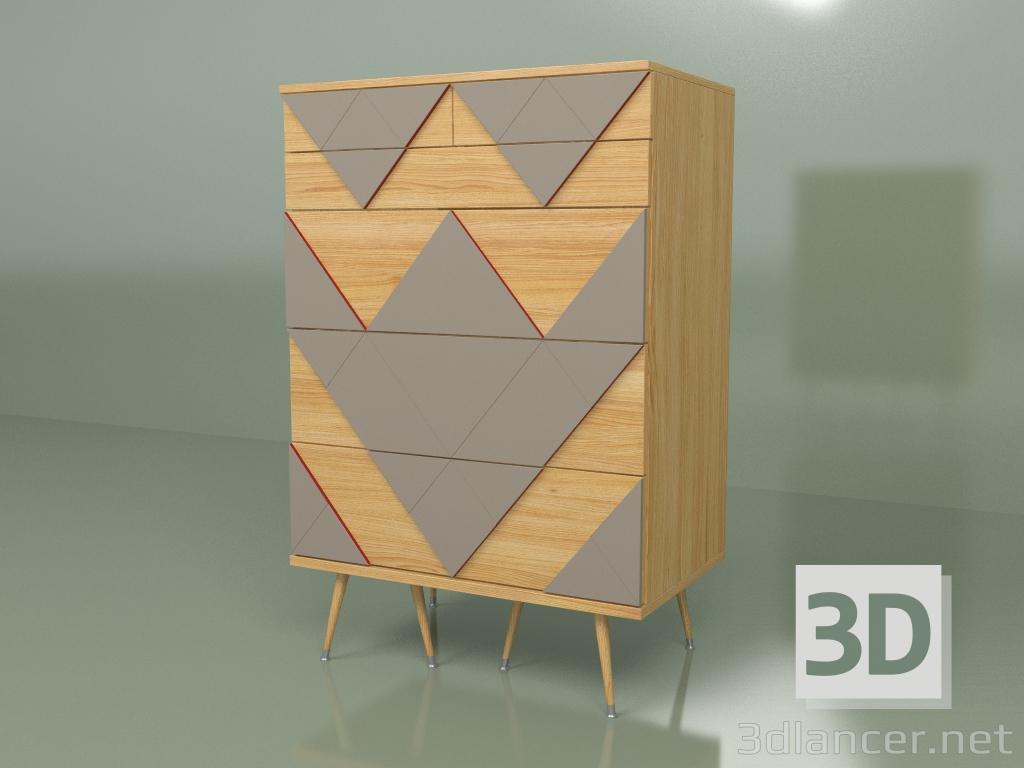 modèle 3D Commode Big Woo (café, placage clair) - preview