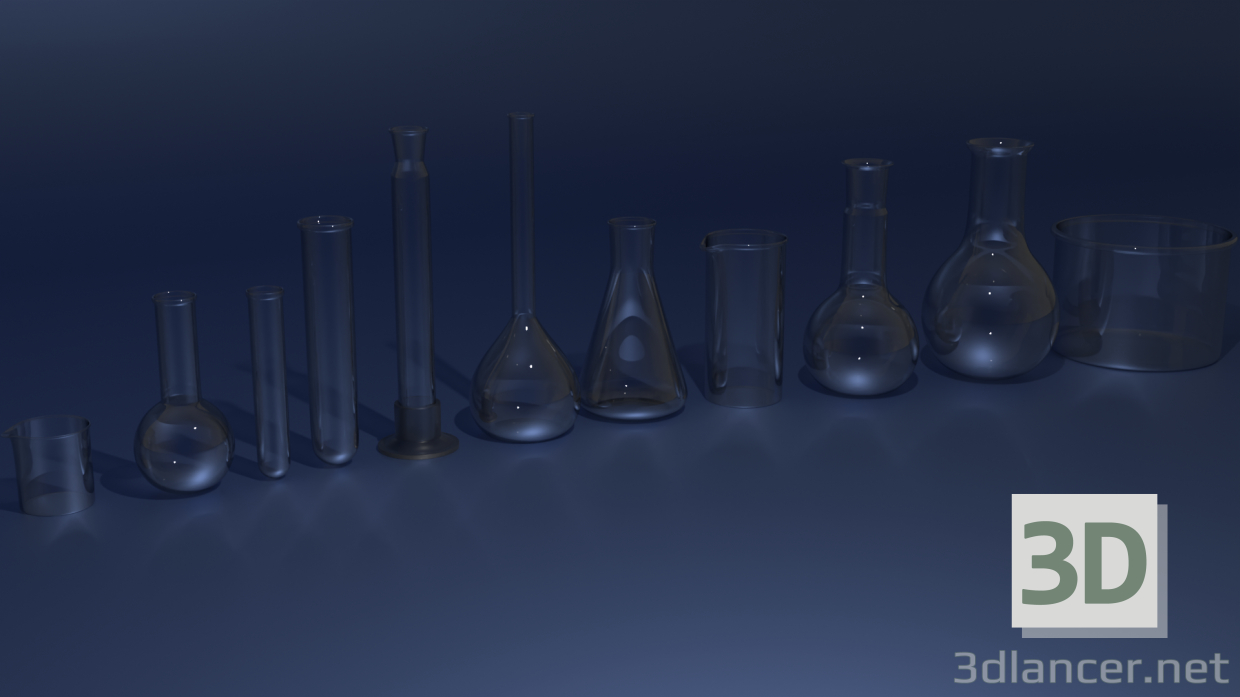 Tubos de ensayo químico. 3D modelo Compro - render