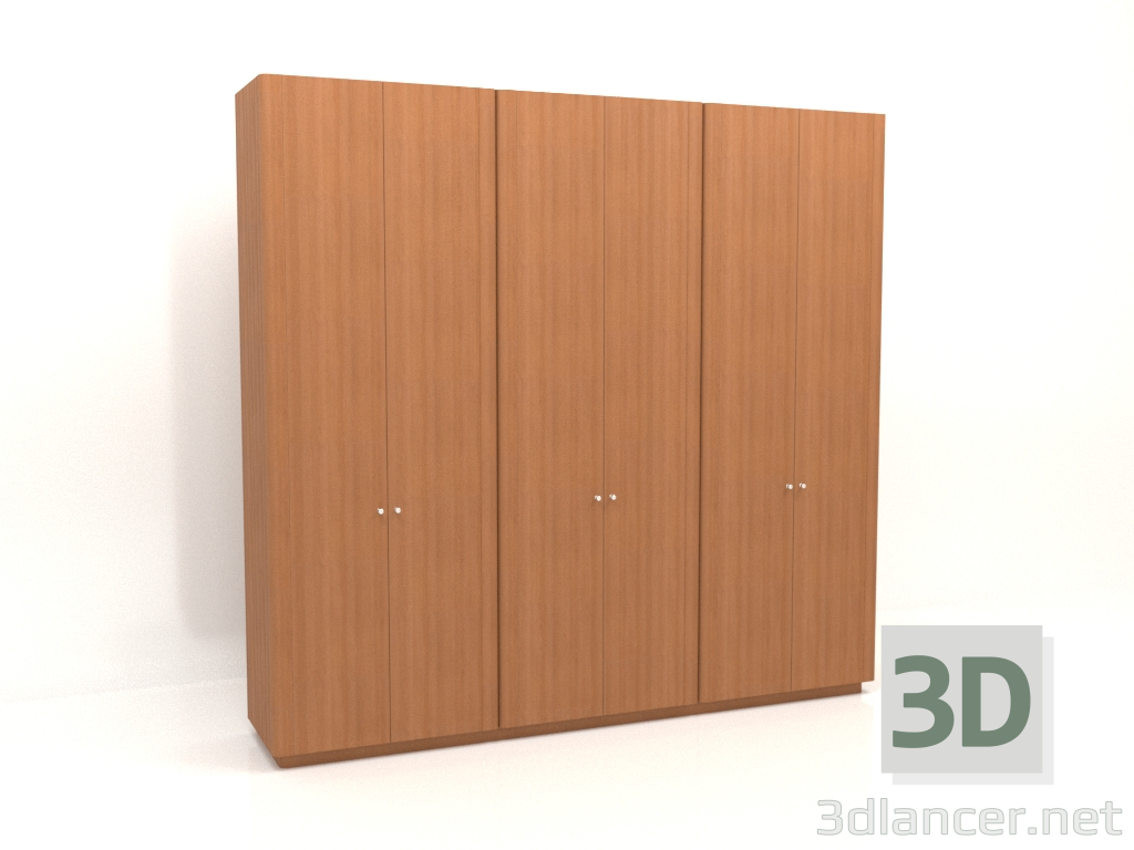 3d model Armario MW 04 madera (3000x600x2850, rojo madera) - vista previa