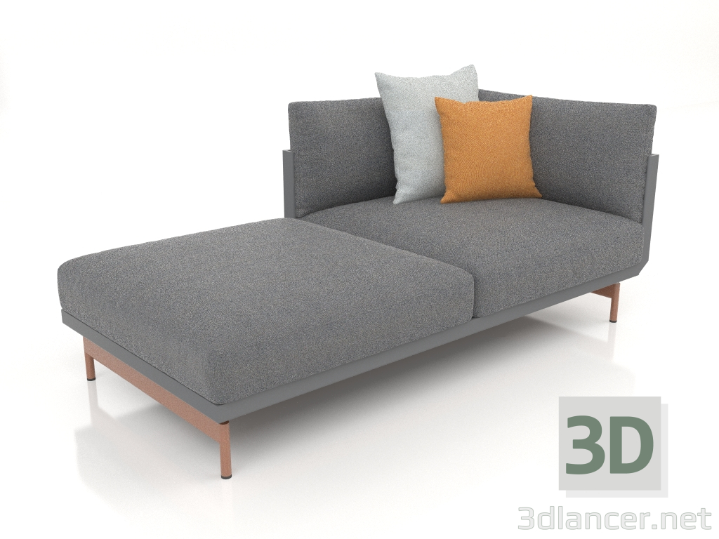 3d model Módulo sofá sección 2 izquierda (Antracita) - vista previa