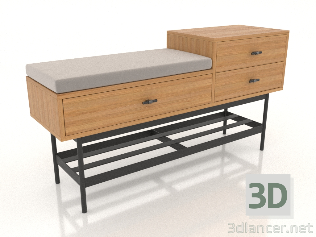 3d model Banco 2 (roble natural) - vista previa