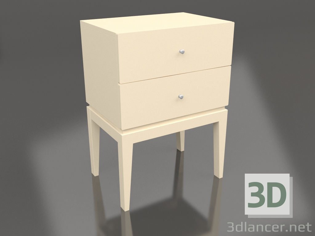 3d model One Static bedside table with two drawers (option 7) - preview