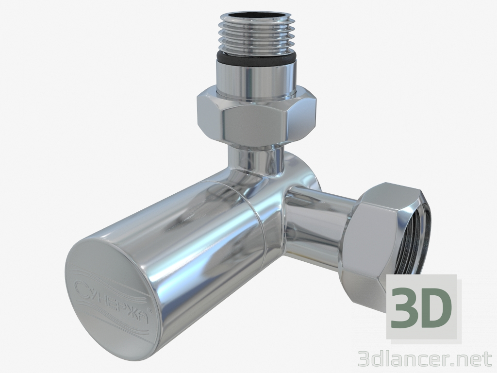 3d модель Вентиль 3D левый (цилиндр) G 1/2" НР х G 3/4" НГ – превью