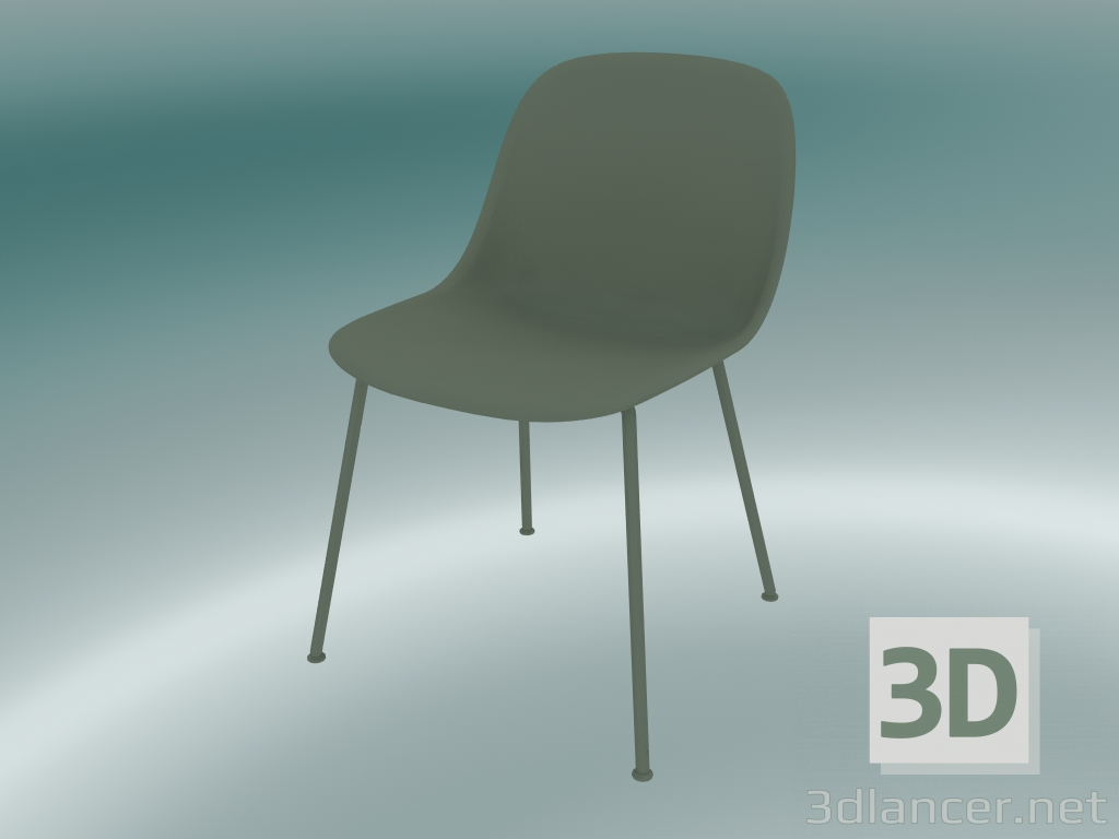 3d model Silla de fibra con base de tubo (Dusty Green) - vista previa